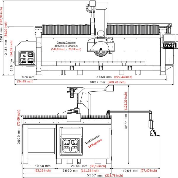 SCHINDMACHINES MIDDLE BRO 3520CAM 5 AXIS CNC SLAB CUTTING & MILLING MACHINE